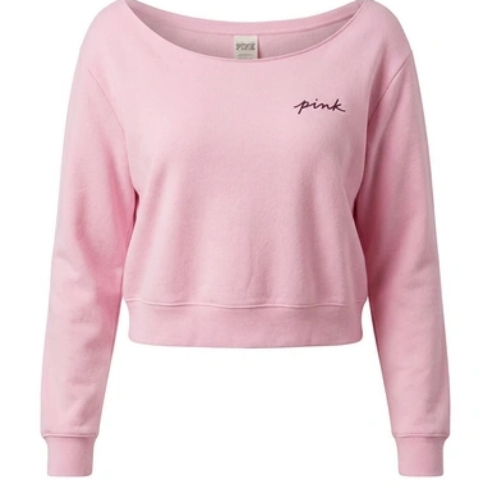 PINK Victoria's Secret Light Pink Cropped Sweatshirt
